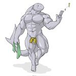 2_penises 5_fingers abs anthro balls biceps biped chastity_cage chastity_device diphallism dorsal_fin fin fingers fish genitals gills grey_body hi_res horizontal_diphallism key male marine multi_genitalia multi_penis muscular muscular_anthro muscular_male pecs penis quads shark solo tail tail_fin witherrose1