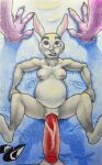 absurd_res anthro blue_bed_sheet canid canine disney duo female fox genitals hi_res judy_hopps lagomorph leporid light male male/female mammal marthan_crowl_(artist) nick_wilde penis pregnant pregnant_female rabbit red_genitals red_penis size_difference sunlight vein veiny_penis zootopia