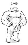 anthro balls bear biped eyebrows fingers flaccid foreskin genitals hi_res humanoid_genitalia humanoid_penis male mammal muscular muscular_anthro muscular_male navel pecs penis scar solo witherrose1