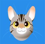 ambiguous_form ambiguous_gender blue_background domestic_cat felid feline felis head_markings hi_res icon mammal markings pink_nose simple_background smile solo whiskers witherrose1