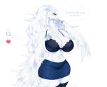 anthro big_breasts blue_eyes breasts cleavage clothed clothing dragon female fluffymonsterart fur generation_5_pokemon hair hi_res legendary_pokemon legwear long_hair mythological_creature mythological_scalie mythology nintendo pokemon pokemon_(species) pokemorph reshiram scalie simple_background solo stockings tail thigh_highs white_body white_fur white_hair