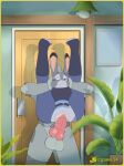 animated anthro belt breasts clothed clothing disney door duo female full_nelson gawk34 genitals hi_res judy_hopps lagomorph leporid male male/female mammal penetration penis plant police police_uniform pussy rabbit sex tail uniform vaginal vaginal_penetration zootopia