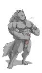 5_fingers abs anthro areola balls biceps biped canid canine canis erection eyebrows fingers fur genital_piercing genitals glans grey_body grey_fur hi_res humanoid_genitalia humanoid_penis male mammal masturbation muscular muscular_anthro muscular_male nipple_piercing nipple_ring nipples pecs penile penile_masturbation penis penis_piercing piercing prince_albert_piercing ring_piercing solo tail witherrose1 wolf