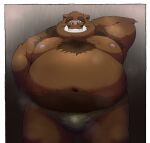 2024 absurd_res anthro belly big_belly bodily_fluids brown_body clothing hi_res kemono male mammal moobs musk nipples overweight overweight_male solo suid suina sus_(pig) sweat underwear wild_boar yanununununu