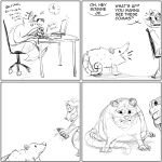 2024 american_opossum anthro biped comic computer dialogue dot_eyes drawing duo electronics english_text feral hi_res mammal marsupial procyonid raccoon readyadsen sitting smile text worried