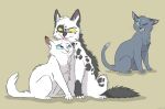 2010 ambiguous_gender black_spots blue_body blue_eyes blue_fur bluestar_(warriors) canon_couple cel_shading digital_drawing_(artwork) digital_media_(artwork) disgust domestic_cat eye_contact felid feline felis female_(lore) feral fluffy fur graystripe64 group head_lick hi_res looking_at_another male_(lore) mammal markings one_eye_closed paws quadruped shaded shadow sibling_(lore) simple_background sister_(lore) sisters_(lore) sitting snowfur_(warriors) spots spotted_body spotted_fur tail thistleclaw_(warriors) trio warriors_(book_series) white_body white_fur yellow_eyes