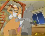 anal anal_penetration animated anthro ball_gag bdsm bodily_fluids breasts butt butt_grab canid canine clothed clothing duo gag gawk34 genitals gynomorph hand_on_butt intersex intersex/male intersex_penetrated lagomorph leaking leporid lola_bunny looney_tunes male male_penetrating male_penetrating_intersex mammal penetration penile penile_penetration penis rabbit saliva sex sweat warner_brothers