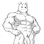 abs anthro balls bear biped eyebrows fingers flaccid genitals humanoid_genitalia humanoid_penis male mammal monochrome muscular muscular_anthro muscular_male pecs penis solo vein veiny_penis witherrose1