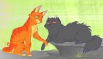 2011 absurd_res adopted_(lore) adopted_son_(lore) adoptive_mother_(lore) ambiguous_feral ambiguous_gender digital_drawing_(artwork) digital_media_(artwork) domestic_cat duo eye_contact feet felid feline felis female_(lore) feral firestar_(warriors) fluffy fur grass graystripe64 green_eyes grey_body grey_fur hi_res hindpaw looking_at_another male_(lore) mammal orange_body orange_eyes orange_fur outside paws plant quadruped rock scar sitting smile striped_body striped_fur stripes tabby_cat tail warriors_(book_series) yellowfang_(warriors)