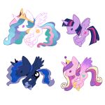 1:1 adopted_(lore) aliasing arkay9 aunt_(lore) aunt_and_niece_(lore) chibi cosmic_hair crown cutie_mark digital_drawing_(artwork) digital_media_(artwork) dot_eyes equid equine ethereal_hair feet female female_feral feral friendship_is_magic group hasbro headgear hooves horn mammal my_little_pony mythological_creature mythological_equine mythology niece_(lore) outline princess princess_cadance_(mlp) princess_celestia_(mlp) princess_luna_(mlp) quadruped royalty sibling_(lore) sister_(lore) sisters_(lore) tail twilight_sparkle_(mlp) white_outline winged_unicorn wings