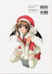  absurdres akibakei_kanojo barcode bat_wings blue_eyes boots brown_hair cosplay elbow_gloves frills gloves hat highres isbn misaki_renka ribbon sano_toshihide scan sitting skirt solo thighhighs white_legwear wings zettai_ryouiki 