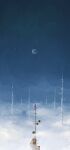  above_clouds artist_name blue_sky casver_w cloud creature highres moon no_humans on_top_of_pole outdoors radio_antenna rain_world signature sky sky_focus slugcat spearmaster_(rain_world) star_(sky) very_wide_shot white_eyes 