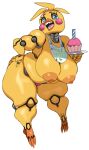  absurd_res animatronic anthro areola avian beak belly bent_over bib big_breasts bird blue_eyes breasts chicken clothing cupcake eyelashes female five_nights_at_freddy's five_nights_at_freddy's_2 food galliform gallus_(genus) hanging_breasts hi_res huge_breasts huge_thighs lightsource looking_at_viewer machine nipples orange_areola orange_nipples overweight overweight_anthro overweight_female phasianid pink_cheeks robot scottgames solo teeth thick_thighs thong toothed_beak toy_chica_(fnaf) underwear yellow_body 