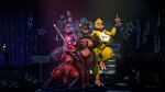  3d_(artwork) anthro avian bear big_breasts big_penis bird black_eyes blue_eyes bonnie_(fnaf) breast_size_difference breasts brown_body canid canine chica_(fnaf) chicken crossgender cupcake_(fnaf) dark_nipples digital_media_(artwork) electronics female femboy five_nights_at_freddy's foxy_(fnaf) freddy_(fnaf) galliform gallus_(genus) genitals golden_freddy_(fnaf) group guitar hi_res hiding hook hook_hand lagomorph leporid looking_at_viewer machine male male/female mammal microphone multiple_poses musical_instrument nerlicore nipples nude_anthro nude_male penis phasianid pink_eyes plucked_string_instrument pose purple_body purple_eyes rabbit red_body robot robot_anthro scottgames string_instrument thick_thighs yellow_body yellow_eyes 