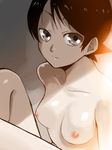  black_hair breasts fuura_kafuka grey_eyes legs_up medium_breasts nipples nude richa_doa sayonara_zetsubou_sensei short_hair sitting solo 