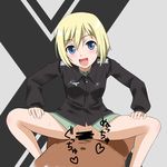  1girl bottomless censored clothed_sex cowgirl_position erica_hartmann girl_on_top hands_on_own_thighs happy_sex hetero hyukki petite pov sex smile solo_focus squatting straddling strike_witches vaginal world_witches_series 