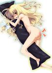  barefoot blonde_hair blush body_pillow bow brown_eyes crotch_rub hair_bow hug kirisame_marisa long_hair masturbation nude pillow pillow_hug pillow_sex polka_dot pussy_juice solo tamaki_fuyu touhou 