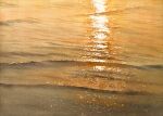  beach commentary_request evening highres kazuyuki_hashimoto landscape no_humans ocean original painting_(medium) reflection reflective_surface reflective_water sand shadow shore still_life sunlight sunset traditional_media water watercolor_(medium) 