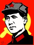  absurdres china chinese_text communism greyscale hat highres mao_zedong monochrome non-web_source of party real real_life short_hair smile 