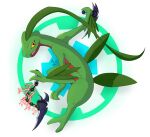  absurd_res anthro black_eyes claws finger_claws generation_3_pokemon grovyle head_leaf hi_res leaf leaf_tail male nintendo pokemon pokemon_(species) pokemon_mystery_dungeon scalie solo spike_chunsoft tail weapon yellow_sclera youmadsin 