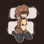  1:1 absurd_res anthro banono bovid brown_body brown_fur caprine choker clothing fur half-closed_eyes hi_res horn jewelry legwear lingerie male mammal narrowed_eyes necklace sheep solo solo_focus thigh_highs 