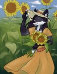  anthro canid canine canis exclusive female flower hi_res kiri-anko mammal plant sketch solo summer sunflower wolf 
