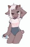  anthro blush blush_lines bodily_fluids bottomwear bovid brown_body brown_eyes brown_fur camel_toe caprine clothed clothing crayon1006 dark_body exhausted female fur goat hair hi_res hooves horn horns_and_hooves hotpants knees_up mammal one_eye_closed open_mouth raised_tail shirt shorts silver_hair simple_background solo sweat sweatdrop t-shirt tight_clothing topwear water water_bottle white_background white_hair wink 