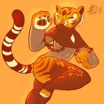  2021 anthro breasts claws clothing digital_drawing_(artwork) digital_media_(artwork) dreamworks felid female fist hi_res junkedart kung_fu_panda legwear mammal markings mask master_tigress monochrome orange_body orange_eyes pantherine portrait solo striped_markings striped_tail stripes tail_markings thick_thighs thigh_highs tiger tiger_stripes tigress_(disambiguation) yellow_sclera 