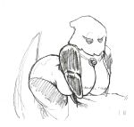  2020 arthropod bedroom_eyes belly bent_over black_arms breasts butt cloth_(hollow_knight) clothing eyelashes female front_view headgear headwear hollow_knight leaning leaning_forward looking_at_viewer narrowed_eyes nude seductive simple_background sketch solo standing team_cherry thespanker_(artist) thick_thighs traditional_media_(artwork) white_background wide_hips 