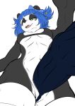  athletic athletic_herm athletic_intersex bear belly big_penis black_body black_fur blue_hair bra breasts clothing fur genitals giant_panda green_eyes gynomorph hair heart_symbol herm hi_res huge_penis intersex legwear leksi_(artist) looking_at_viewer low-angle_view mammal mostly_nude nuwa_nightstone open_mouth penis portrait pussy small_breasts stockings thigh_highs three-quarter_portrait underwear vein veiny_penis white_belly 