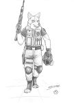  absurd_res anthro armor assault_rifle body_armor bottomwear bulletproof_vest canid canine canis capcom clothed clothing eye_scar facial_scar gas_mask gloves graphite_(artwork) gun handgun handwear hi_res holding_mask holding_object holding_weapon holster knee_pads male mammal mask monochrome pants pencil_(artwork) pouch_(clothing) ranged_weapon resident_evil rifle scar shirt solo some_(someone) standing tactical_belt tactical_gear tactical_gloves topwear traditional_media_(artwork) umbrella_corporation walking weapon wolf 