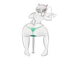  big_butt butt clothed clothing crownboy cute_fangs deltarune eyewear femboy fur glasses glistening glistening_hair hair hi_res horn male raised_tail ralsei rear_view scut_tail short_tail simple_background sitting solo tail thong thong_only topless undertale_(series) underwear underwear_only white_background white_body white_fur white_hair young 