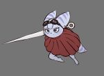  3_toes action_pose anthro barefoot blue_eyes blush cloak clothing cosplay e254e ear_piercing eyewear eyewear_on_head feet female fluffy fluffy_tail frown goggles goggles_on_head head_tuft hi_res hollow_knight hornet&#039;s_needle hornet_(hollow_knight) lombax mammal piercing pose ratchet_and_clank rivet_(ratchet_and_clank) simple_background solo sony_corporation sony_interactive_entertainment stripes tail team_cherry toes tuft 