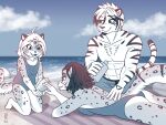  2022 abs adira_riftwall anthro athletic athletic_anthro athletic_male beach breasts butt clothing daughter_(lore) felid female fur group hair harry_campbell heresy_(artist) keidran lying maeve_(twokinds) male male/female mammal markings mother_(lore) mother_and_child_(lore) mother_and_daughter_(lore) on_front one-piece_swimsuit pantherine parent_(lore) parent_and_child_(lore) parent_and_daughter_(lore) sand sea signature smile snow_leopard spots spotted_body spotted_fur striped_body striped_fur stripes swimming_trunks swimwear tiger trio twokinds water 