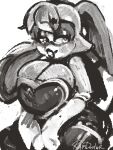  3:4 anthro armor armwear big_breasts bodysuit breastplate breasts cleavage clothed clothing cosplay elbow_gloves female gloves handwear hi_res lagomorph leporid lipstick long_ears makeup mammal rabbit ramdoctor rouge_the_bat sega skinsuit solo sonic_the_hedgehog_(series) tight_clothing vanilla_the_rabbit 