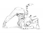  anthro ass_up belt butt clothing endjfcar felid female hair jack-o&#039;_pose leopard mammal meow monochrome pantherine pose solo tail 
