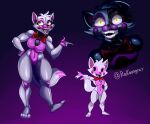  2024 absurd_res animatronic anthro big_breasts bow_tie bow_tie_only breasts canid canine digital_media_(artwork) e4hargus female five_nights_at_freddy&#039;s fox funtime_foxy_(fnafsl) hi_res machine mammal mostly_nude robot scottgames sharp_teeth sister_location solo tail teeth yellow_eyes 