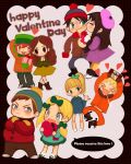  &gt;_&lt; 3girls 5boys :t animification arm_behind_head beanie black_hair blue_eyes blush bow box brown_eyes brown_hair butters_stotch candy chibi chocolate chocolate_bar clenched_teeth closed_eyes crossed_arms dress english_text eric_cartman food frown fur-trimmed_jacket fur_hat fur_trim gift gift_box hair_bow happy_valentine hat heart heart-shaped_box hetero highres holding holding_box holding_gift jacket jumping kelly_(south_park) kenny_mccormick kiss kissing_cheek kyle_broflovski long_hair long_sleeves looking_at_another looking_to_the_side low_twintails makino_(c-electro) marjorine mittens multiple_boys multiple_girls open_mouth orange_eyes orange_hair own_hands_together pantyhose pom_pom_(clothes) pom_pom_beanie ponytail rebecca_cotswolds skirt smile south_park stan_marsh teeth twintails ushanka valentine wendy_testaburger 