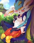 anthro anthro_on_anthro breast_grab breasts cinderace detailed duo eyes_closed female fingering forest forest_background fur generation_8_pokemon hand_on_breast hi_res inteleon larger_male long_ears looking_pleasured male male/female male_fingering_female medium_breasts nature nature_background nintendo nipples open_mouth pink_nipples plant pokemon pokemon_(species) prrrrrrmine size_difference smaller_female touching_nipples tree vaginal vaginal_fingering white_body white_fur
