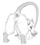  2024 all_fours american_opossum animal_genitalia animal_pussy anthro anus ass_up dreamworks fangs female feral genitals greyscale half-closed_eyes heather_(over_the_hedge) hi_res looking_at_viewer looking_back mammal marsupial monochrome narrowed_eyes over_the_hedge pussy rear_view simple_background solo tail tail_anus teeth tongue white_background wugi 