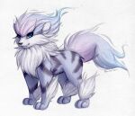  2021 ambiguous_gender arcanine black_body black_fur black_nose black_stripes bloominglynx blue_body blue_ears blue_eyes blue_fur blue_tail cheek_tuft chest_tuft facial_tuft fangs feral fur generation_1_pokemon glistening glistening_eyes hi_res leg_tuft neck_tuft nintendo pokemon pokemon_(species) quadruped side_view signature simple_background solo striped_body striped_fur striped_legs stripes tuft video_games white_background white_body white_fur 