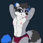  anthro bodily_fluids divided-raccoon hi_res male male/male mammal mavvy_(divided-raccoon) procyonid raccoon solo sweat 