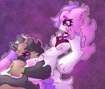  anthro arlenne_(katgod101) breasts canid canine canis cleavage clothed clothing cunnilingus domestic_dog female female/female fluffy fur grey_body grey_fur hair harness hi_res katgod101 looking_at_another looking_pleasured mammal oral paws pink_body pink_fur pink_hair purple_body purple_fur purple_hair raccoon_dog sex shaking tail tanuki tanuki(sleeplesskiwi) vaginal white_body 