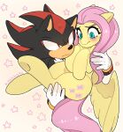  anthro blush carrying_another crossover cutie_mark dark_body equid equine eulipotyphlan female feral fluttershy_(mlp) friendship_is_magic hair hasbro hedgehog hi_res koshhhata long_hair male mammal my_little_pony mythological_creature mythological_equine mythology pegasus pink_hair sega shadow_the_hedgehog signature sonic_the_hedgehog_(series) wings 
