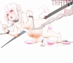  ankle_cuffs birth chain chained collar cuff_(restraint) female hair hi_res humanoid nipples parasite pregnant red_eyes restraints solo tkht_ny unknown_species white_hair worm 