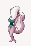 anthro barefoot bedroom_eyes big_breasts big_butt bimbette breasts butt cleavage clothed clothing feet female hair hair_over_eye hands_behind_back hi_res looking_at_viewer mammal mephitid narrowed_eyes seductive skunk smile smiling_at_viewer solo stanmort thick_thighs tiny_toon_adventures toes warner_brothers wide_hips