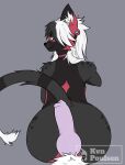 animal_genitalia animal_penis black_body black_fur black_highlights butt canid canine canine_genitalia canine_penis canis cheek_tuft domestic_cat ear_piercing erection facial_tuft felid feline felis female first_person_view fur gauged_ear genitals grey_background hair half-closed_eyes hi_res highlights_(coloring) hybrid imminent_anal inner_ear_fluff inviting knot kvnpoulsen looking_back male male/female mammal narrowed_eyes nude oolong_(oolongmatchatea) penis piercing red_body red_fur shi_(oolongmatchatea) simple_background smile succubus tuft white_hair wolf