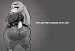  anthro big_butt bubble_butt butt caption clothing disney female greyscale hi_res huge_butt judy_hopps kiseff lagomorph leporid looking_back mammal meme monochrome police_officer police_uniform policewoman rabbit solo thick_thighs uniform wide_hips zootopia 