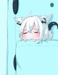  1girl :3 absurdres ahoge animal_ear_fluff animal_ears bangs blush chibi closed_eyes commentary_request fox_ears fox_girl fox_tail hair_between_eyes highres hololive ikamoworkshop in_pocket long_hair looking_at_viewer nose_bubble pentagram shirakami_fubuki sidelocks sleeping tail virtual_youtuber white_hair 