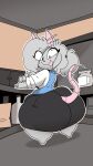 2021 9:16 animated animated_png anthro big_butt bottle bottom_heavy bottomwear box breasts butt cabinet clothed clothing container digital_media_(artwork) ear_piercing elisa_(maddeku) eye_through_hair female grey_body grey_hair hair hi_res huge_butt hyper hyper_butt jar looking_back loop maddeku mammal murid murine narrowed_eyes overweight overweight_anthro overweight_female piercing rat rodent shadow shaking_butt shirt short_playtime skirt smile solo tail_through_skirt thick_calves thick_thighs tongue tongue_out topwear translucent translucent_hair vest wide_hips 